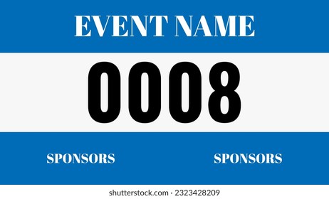 Blue colored marathon number bib isolated on white.