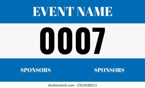 Blue colored marathon number bib isolated on white.