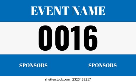Blue colored marathon number bib isolated on white.