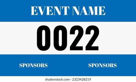Blue colored marathon number bib isolated on white.