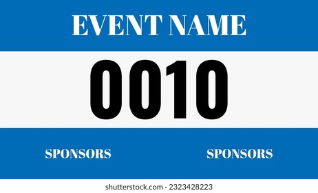 Blue colored marathon number bib isolated on white.