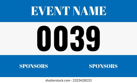Blue colored marathon number bib isolated on white.
