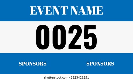 Blue colored marathon number bib isolated on white.