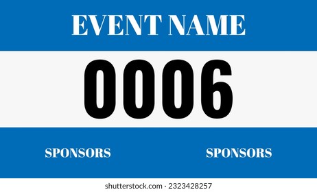 Blue colored marathon number bib isolated on white.