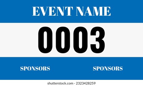 Blue colored marathon number bib isolated on white.