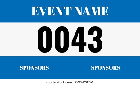 Blue colored marathon number bib isolated on white.