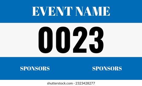 Blue colored marathon number bib isolated on white.