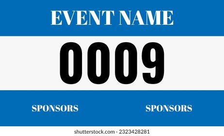 Blue colored marathon number bib isolated on white.