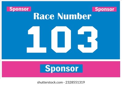 Blue colored marathon number bib isolated on white.