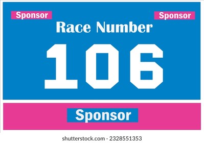 Blue colored marathon number bib isolated on white.