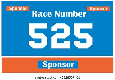 Blue colored marathon number bib isolated on white.