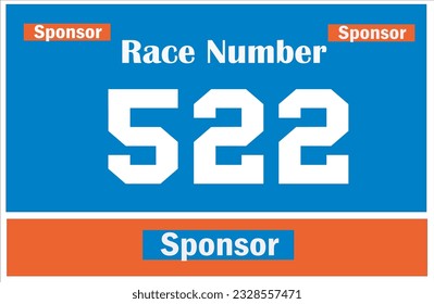 Blue colored marathon number bib isolated on white.
