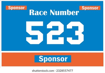 Blue colored marathon number bib isolated on white.