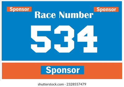 Blue colored marathon number bib isolated on white.