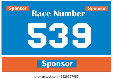 Blue colored marathon number bib isolated on white.