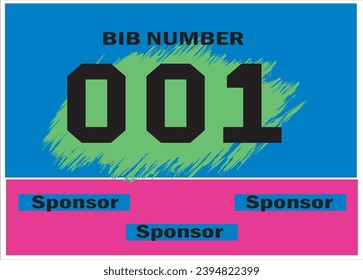 Blue colored marathon number bib isolated on black.