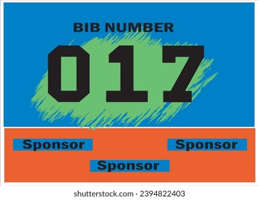 Blue colored marathon number bib isolated on black.