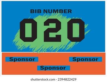 Blue colored marathon number bib isolated on black.