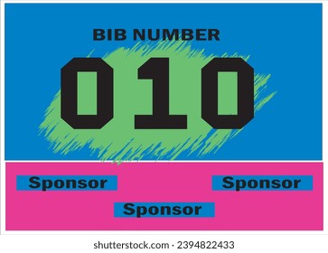 Blue colored marathon number bib isolated on black.