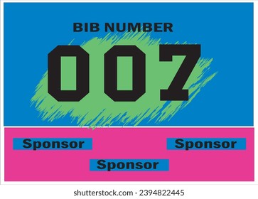 Blue colored marathon number bib isolated on black.
