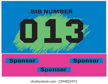 Blue colored marathon number bib isolated on black.