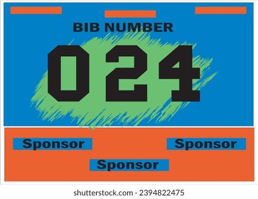 Blue colored marathon number bib isolated on black.