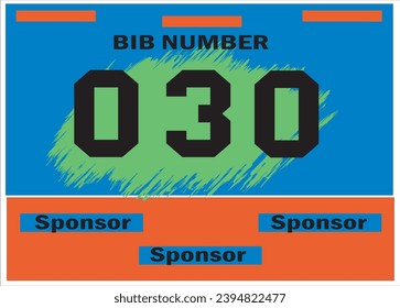 Blue colored marathon number bib isolated on black.