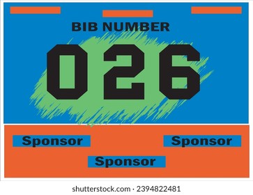 Blue colored marathon number bib isolated on black.
