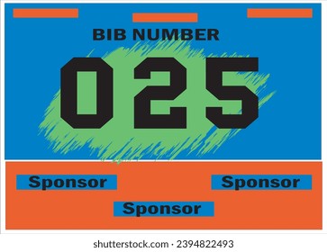 Blue colored marathon number bib isolated on black.