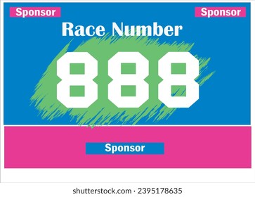 Blue colored marathon number bib isolated on white.
