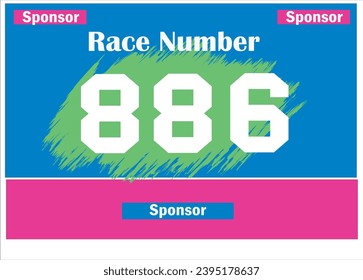 Blue colored marathon number bib isolated on white.