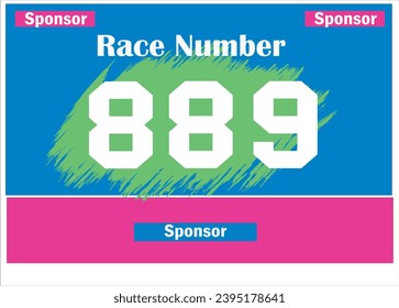 Blue colored marathon number bib isolated on white.