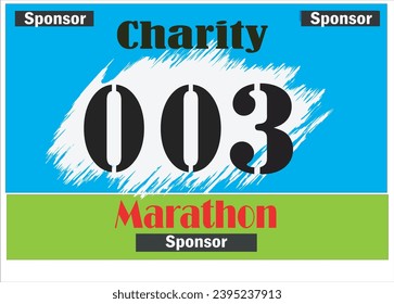 Blue colored marathon number bib isolated on black.
