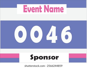 Blue colored marathon number bib isolated on white.