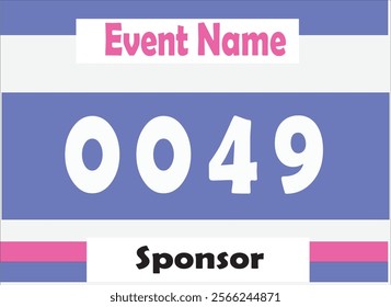 Blue colored marathon number bib isolated on white.