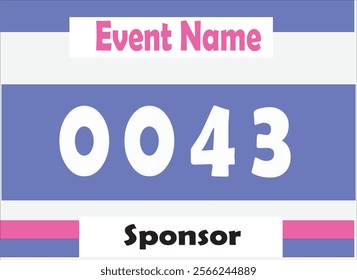 Blue colored marathon number bib isolated on white.