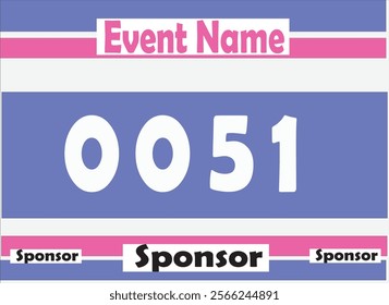 Blue colored marathon number bib isolated on white.