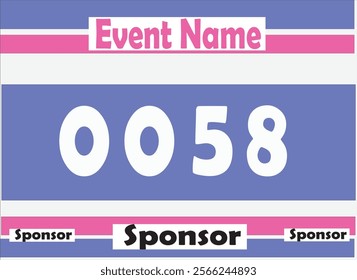 Blue colored marathon number bib isolated on white.