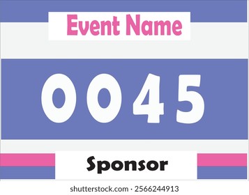 Blue colored marathon number bib isolated on white.