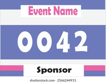 Blue colored marathon number bib isolated on white.