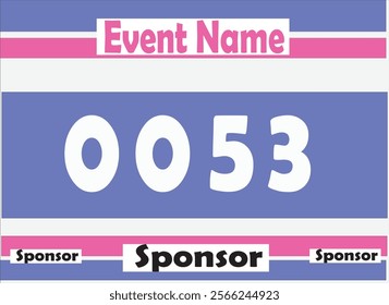 Blue colored marathon number bib isolated on white.