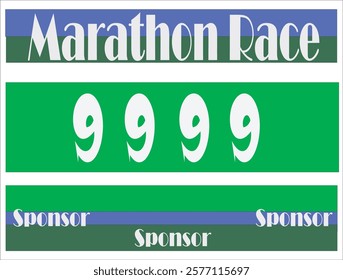 Blue colored marathon number bib isolated on green
