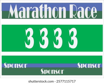 Blue colored marathon number bib isolated on green
