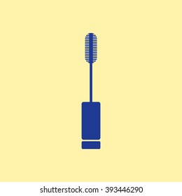 Blue Colored Mascara Icon on Light Orange Background. Eps-10.