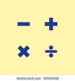 Blue Colored Maths Signs Icon on Light Orange Background. Eps-10.