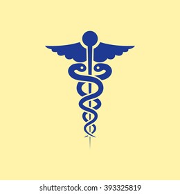Blue Colored Medical Symbol Icon on Light Orange Background. Eps-10.