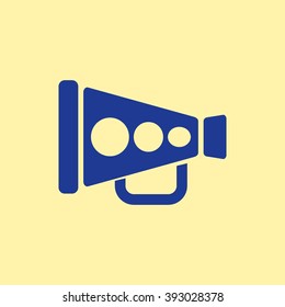 Blue Colored Megaphone Icon on Light Orange Background. Eps-10.