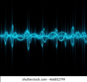 Blue colored music sound waves for equalizer or waveform design, vector illustration of musical pulse