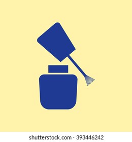 Blue Colored Nail Polish Icon on Light Orange Background. Eps-10.