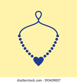 Blue Colored Necklace Icon on Light Orange Background. Eps-10.
